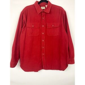 Vintage‎ LL Bean Mens Flannel Shirt L Red 100% Cotton Shacket Holiday 90s